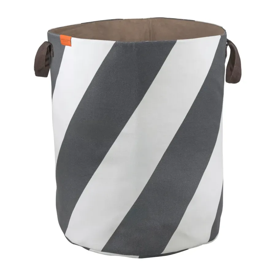 Mette Ditmer Diagonaal wasmand Ø40x50 cm, Dark grey-off-white< Wasmanden