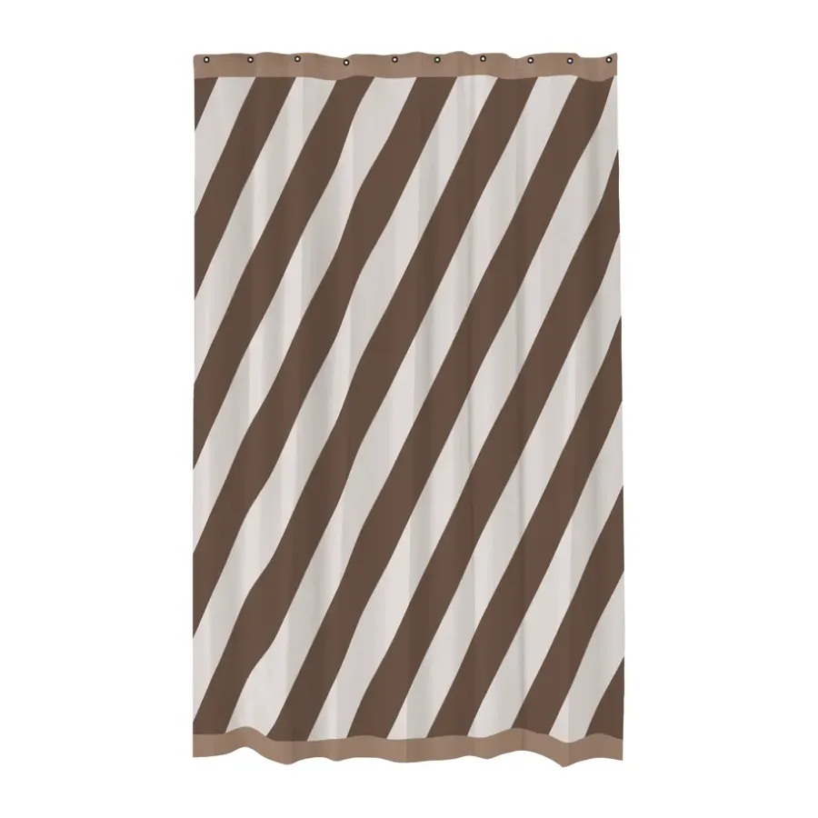 Mette Ditmer Diagonal douchegordijn 150x200 cm, Chocolate< Douchegordijnen