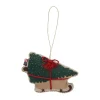 Lexington Dog sleigh ecologisch katoen kersthangertje, Multi< Kerstdecoraties