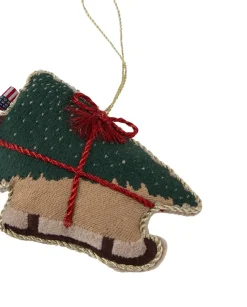 Lexington Dog sleigh ecologisch katoen kersthangertje, Multi< Kerstdecoraties