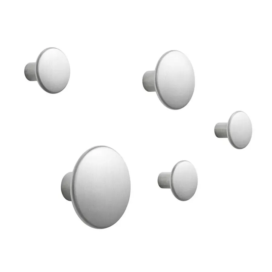 Muuto Dots wandhaak metaal 5-pack, aluminium< Haken & Hangers|Opbergoplossingen Voor De Kinderkamer