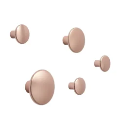 Muuto Dots wandhaak metaal 5-pack, Rose< Haken & Hangers|Opbergoplossingen Voor De Kinderkamer
