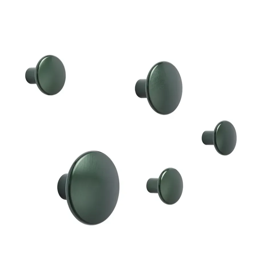 Muuto Dots wandhaak metaal 5-pack, Dark green< Opbergoplossingen Voor De Kinderkamer