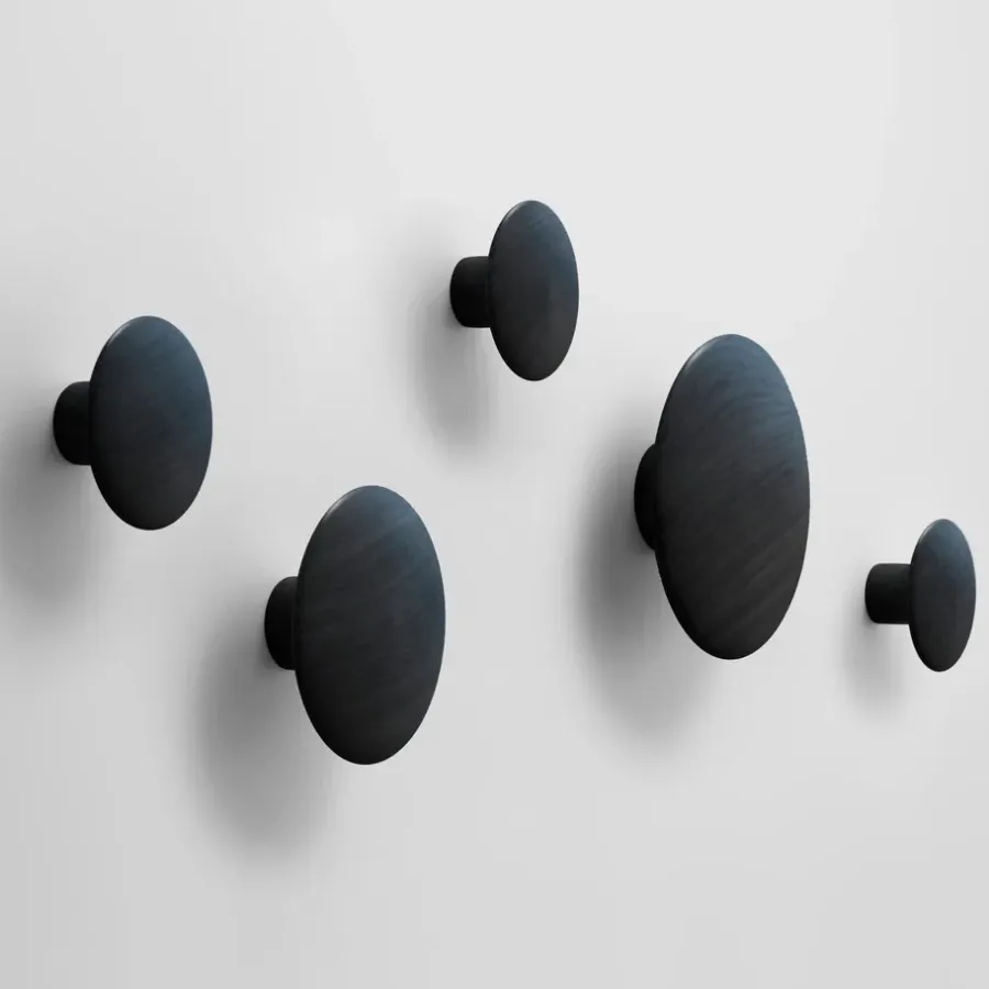 Muuto Dots wandhaak zwart, extra klein< Haken & Hangers|Opbergoplossingen Voor De Kinderkamer