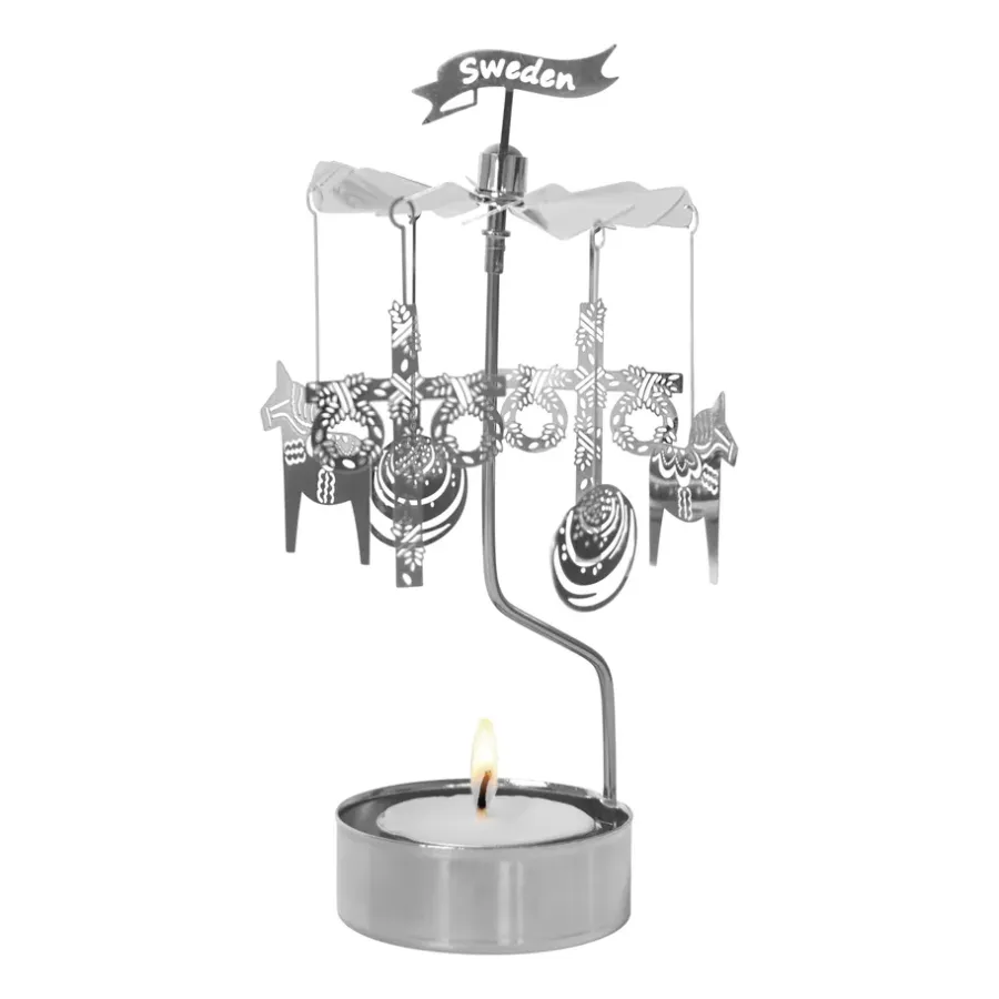 Pluto Design Draaiende waxinelichtjeshouder like a swede, Zilver< Kerstdecoraties