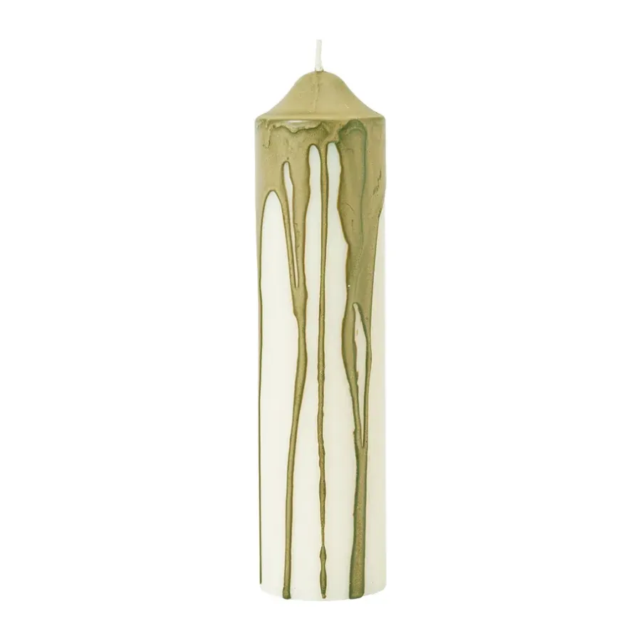 Ferm Living Dryp blokkaars, Olive Green, 20 cm< Kaarsen