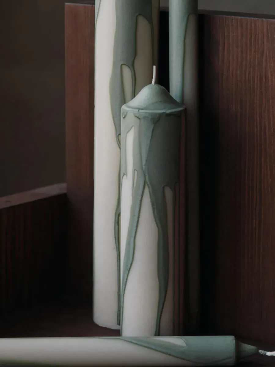 Ferm Living Dryp blokkaars, Tea Green, 20 cm< Kaarsen