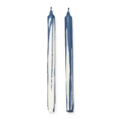 Ferm Living Dryp stearinekaars 2-pack, Deep Blue< Kaarsen