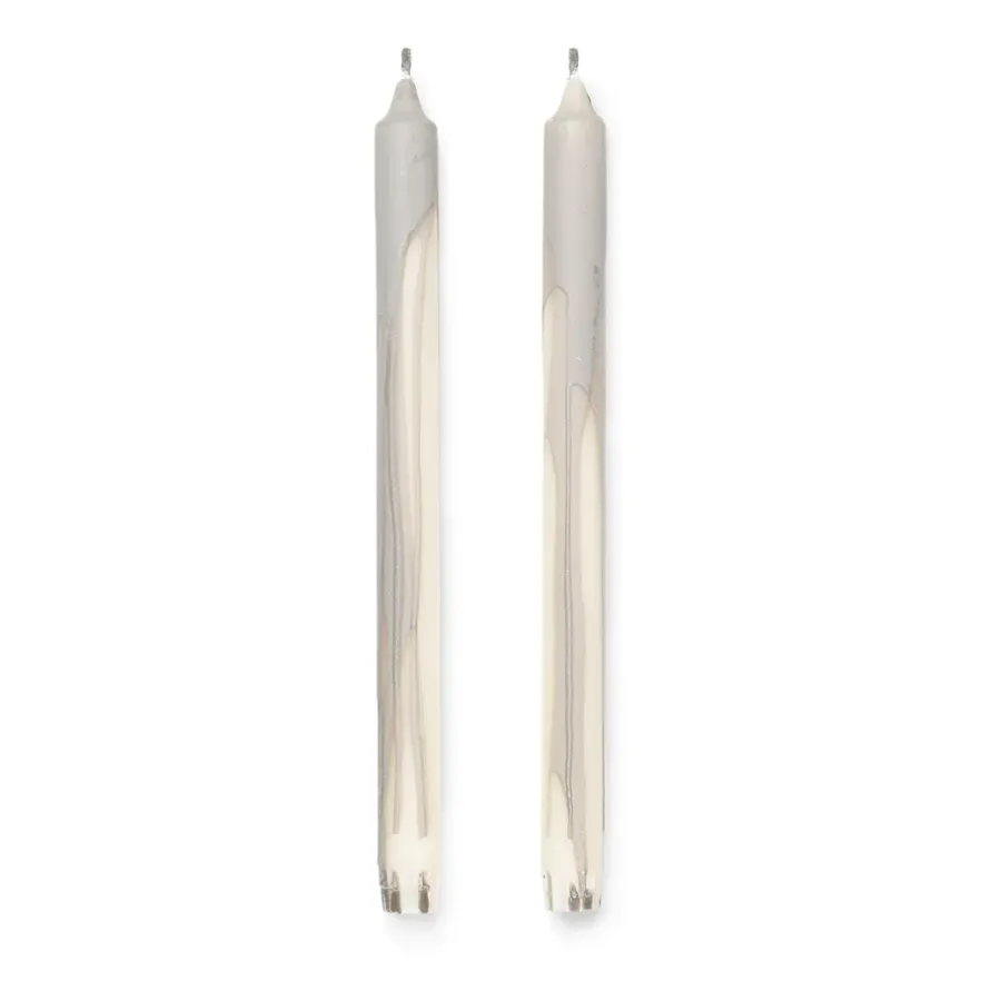 Ferm Living Dryp stearinekaars 2-pack, Warm Grey< Kaarsen