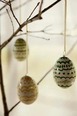 Lexington Easter Eggs in Papier Maché paashanger 2-pack, Green-yellow< Decoratieve Accessoires