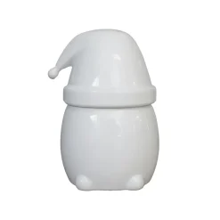DBKD Eating Santa kom met deksel groot, Shiny white< Kerstdecoraties