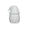 DBKD Eating Santa kom met deksel klein, Shiny white< Kerstdecoraties