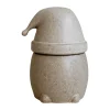 DBKD Eating Santa kom met deksel groot, Beige< Kerstdecoraties