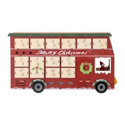 Bloomingville Edward adventskalender met verlichting bus, Rood< Kaarsenhouders & Kaarsenborden