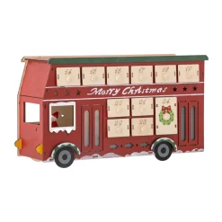 Bloomingville Edward adventskalender met verlichting bus, Rood< Kaarsenhouders & Kaarsenborden