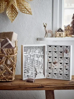 Bloomingville Elimar adventskalender met verlichting, Wit< Kerstdecoraties