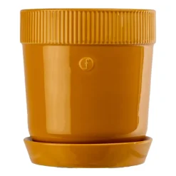 Sagaform Elise bloempot met schotel Ø14 cm, Geel< Bloempotten