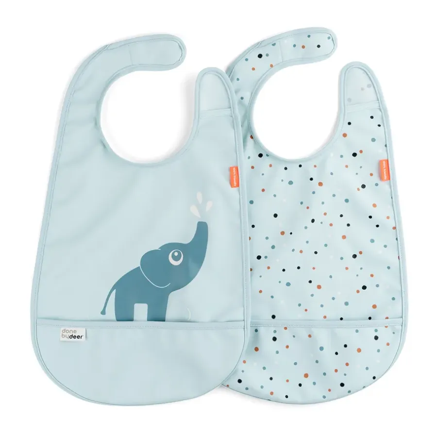 Done by deer Elphee slabbetje met klittenband 2-pack, Blue< Kinderkamer Interieuraccessoires|Kinderkamer Interieuraccessoires