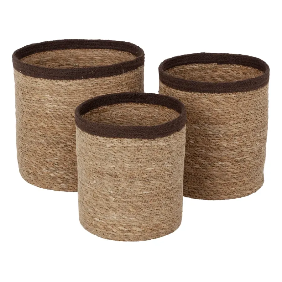 Dixie Emil opbergmand 3-pack large, Natuur-bruin< Opbergmanden