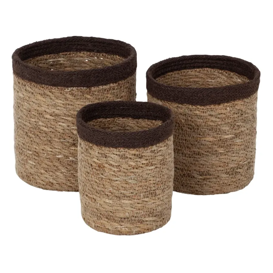 Dixie Emil opbergmand 3-pack small, Natuur-bruin< Opbergmanden