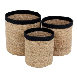 Dixie Emil opbergmand 3-pack small, Natuur-zwart< Opbergmanden