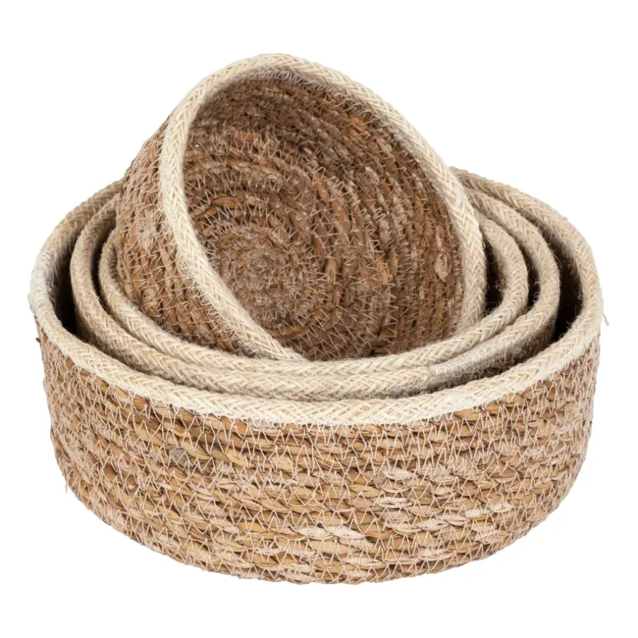 Dixie Emil seagrass mand small 4-pack, Natuur-wit< Opbergmanden