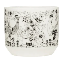 Arabia Emilia pot Ø14 cm, Zwart-wit< Bloempotten