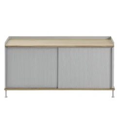 Muuto Enfold bijzettafel laag 125x45x63 cm, Oak-Grey< Ladekasten & Dressoirs|Tv- & Mediameubels