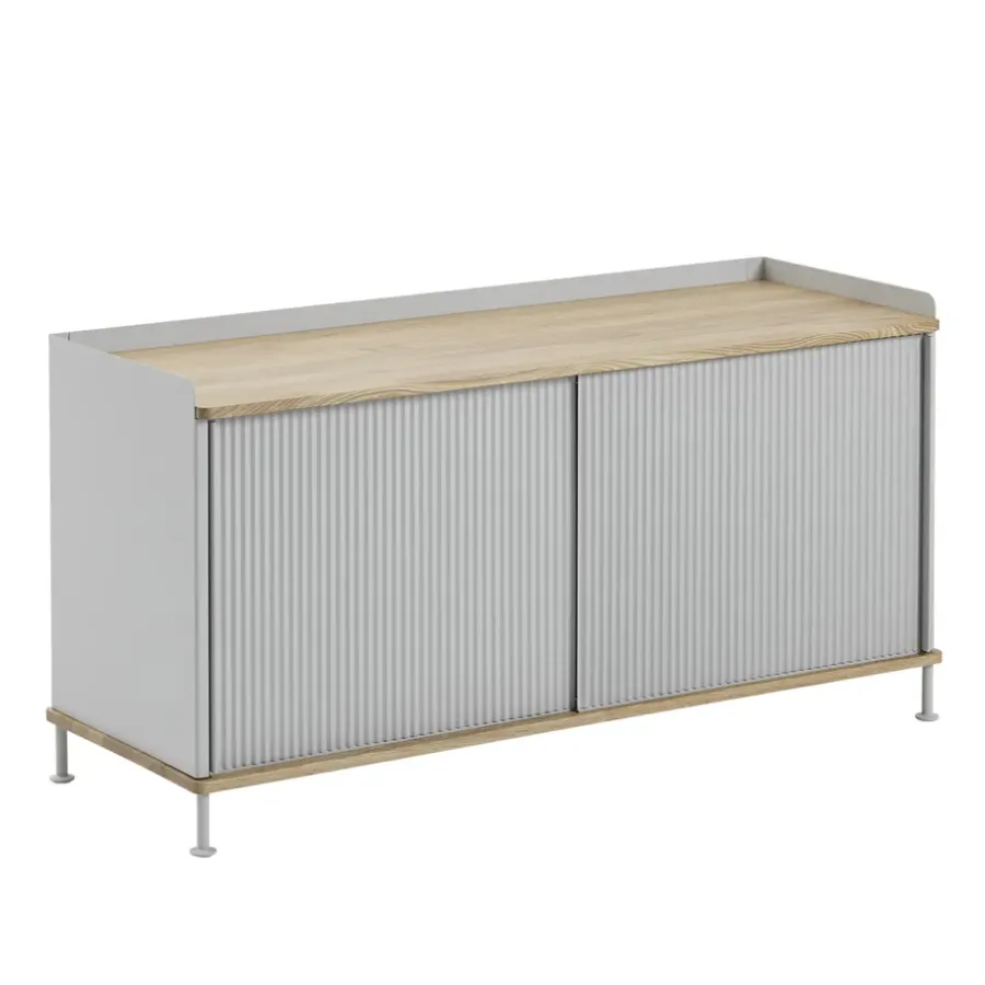 Muuto Enfold bijzettafel laag 125x45x63 cm, Oak-Grey< Ladekasten & Dressoirs|Tv- & Mediameubels