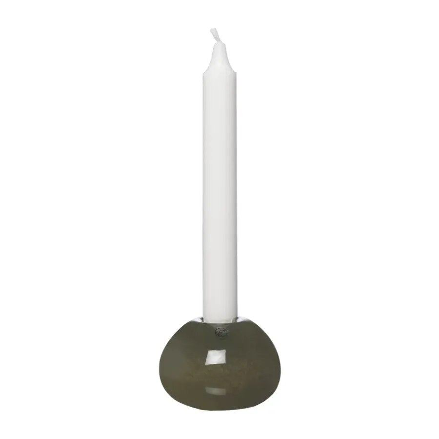 ERNST kandelaar glas Ø7,5 cm, Groen< Kandelaars
