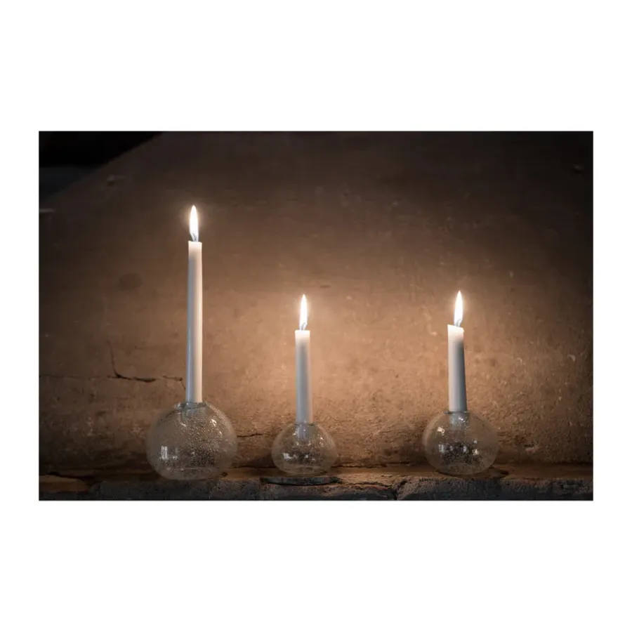 ERNST kandelaar glas Ø9 cm, Bubbels< Kandelaars