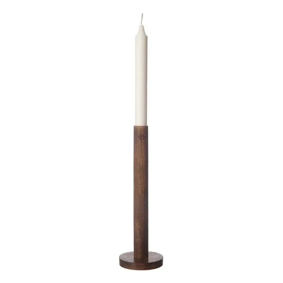 ERNST kandelaar van hout 25 cm, Donkerbruin< Kandelaars