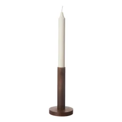 ERNST kandelaar van hout 15 cm, Donkerbruin< Kandelaars