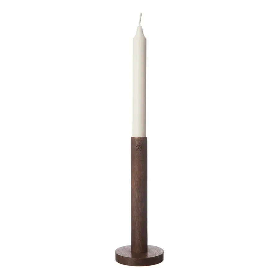 ERNST kandelaar van hout 20 cm, Donkerbruin< Kandelaars