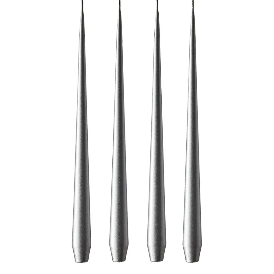 Ester & erik kaars 42 cm 4-pack metallic, Silver< Kaarsen
