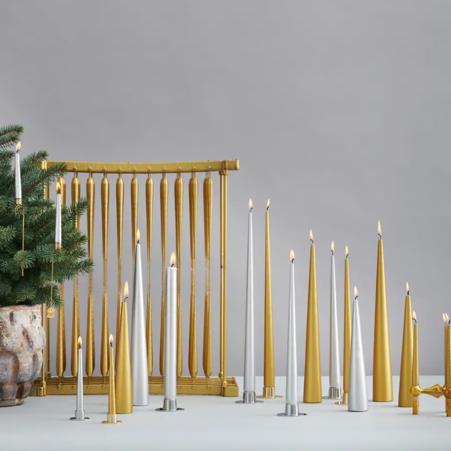 Ester & erik kaars 42 cm 4-pack metallic, Silver< Kaarsen