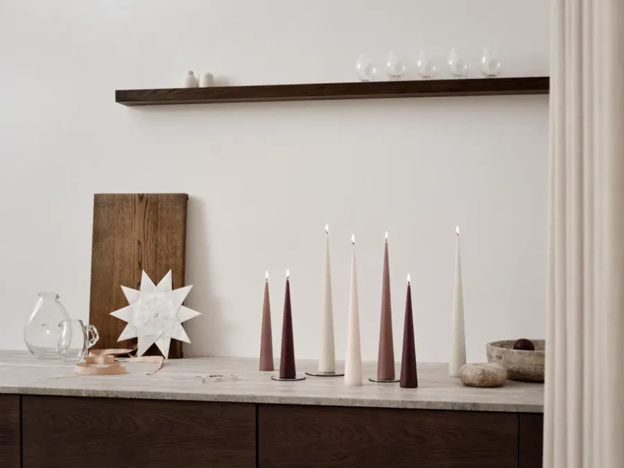 Ester & erik kegelkaars 37 cm 2-pack mat, Winter rose 84< Kaarsen