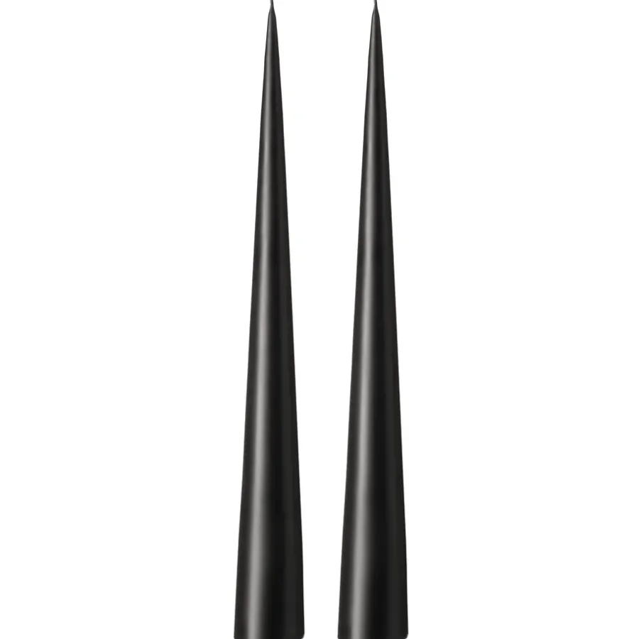 Ester & erik kegelkaars 37 cm 2-pack mat, Raw black 75< Kaarsen