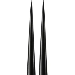 Ester & erik kegelkaars 37 cm 2-pack gelakt, Raw black 75-0< Kaarsen