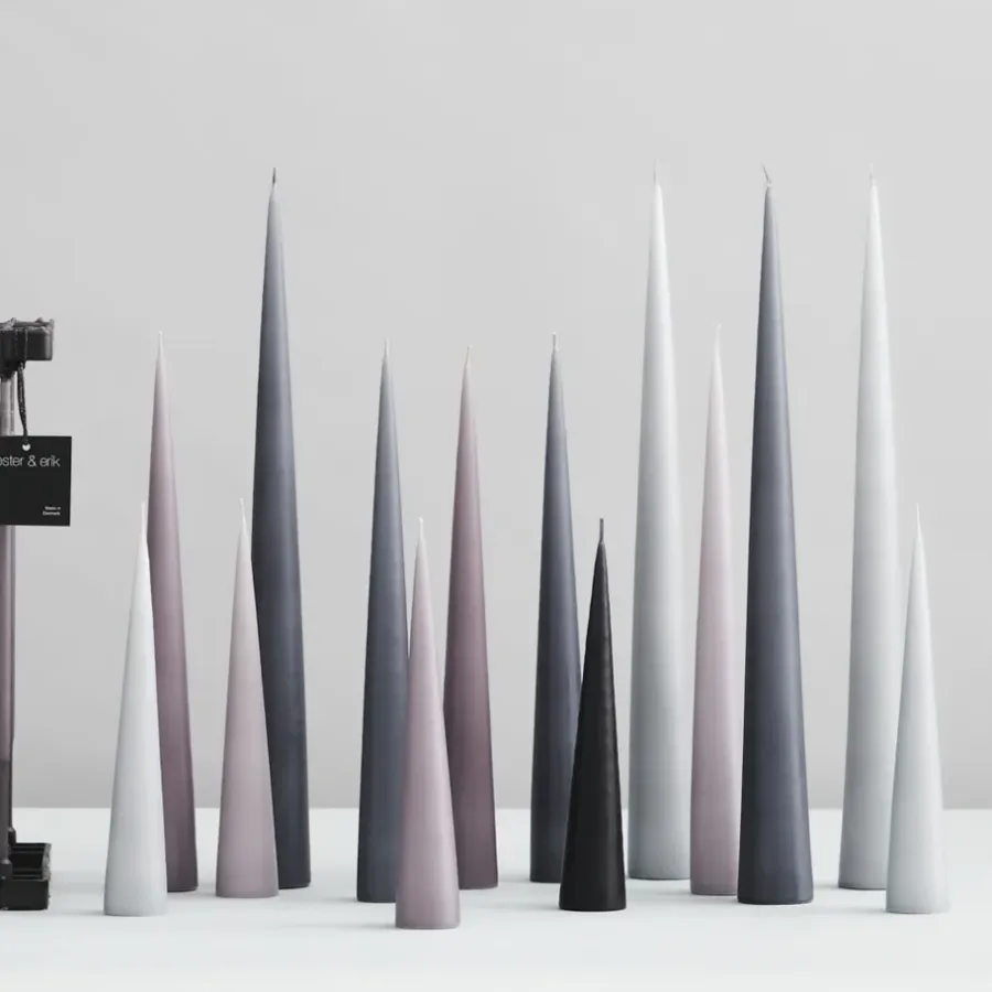 Ester & erik kegelkaars 37 cm 2-pack mat, Dark slate 74< Kaarsen