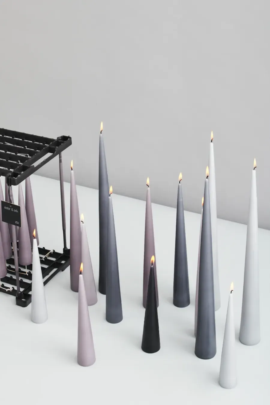 Ester & erik kegelkaars 37 cm 2-pack mat, Dark slate 74< Kaarsen