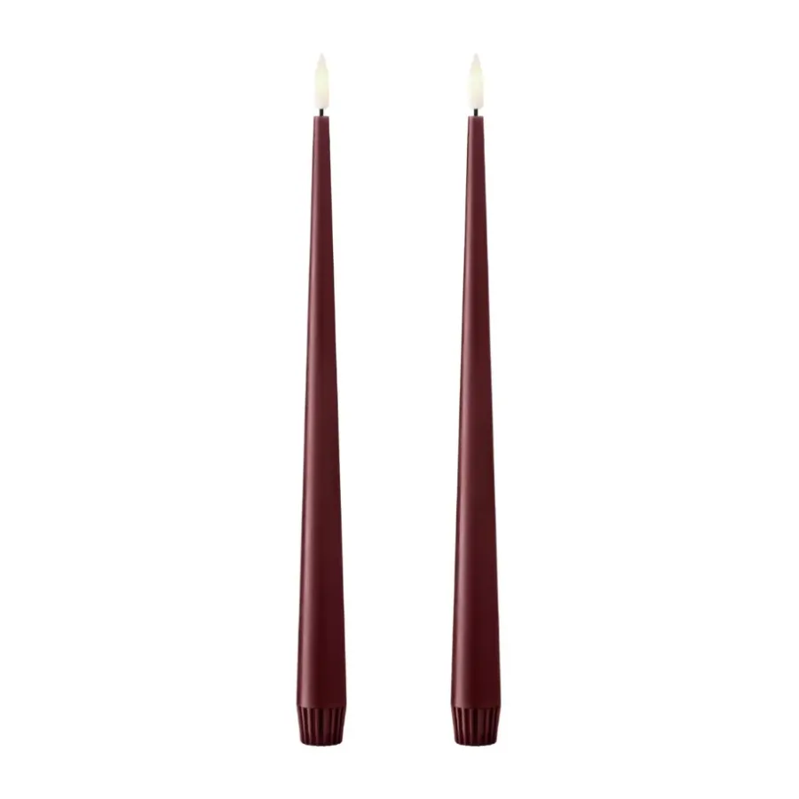 Ester & erik taper kaars LED 2-pack, 44/2 Deep Wine , 30 cm< Led-Kaarsen