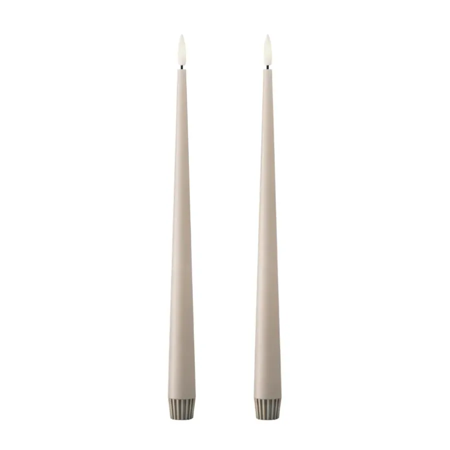 Ester & erik taper kaars LED 2-pack, 22 Linen Grey , 30 cm< Led-Kaarsen