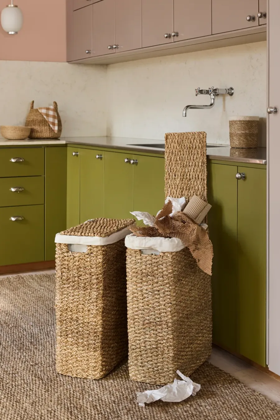Dixie Esther gevlochten wasmand natuur , 58 cm< Wasmanden