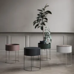 Ferm Living plant box rond, lichtgrijs< Bloempotten