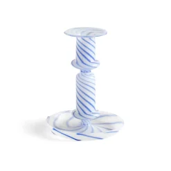 HAY Flare Stripe medium kandelaar, Blauw-wit< Kandelaars