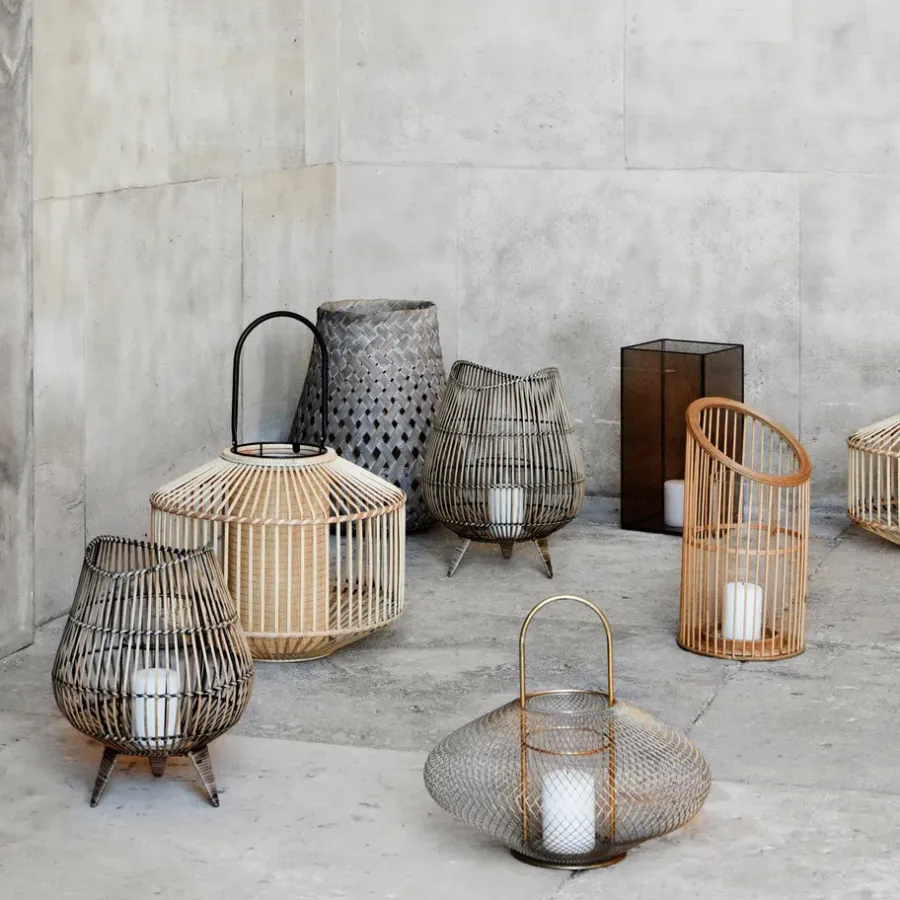 Broste Copenhagen Flax lantaarn bamboe, Groot< Kaarsenhouders & Kaarsenborden