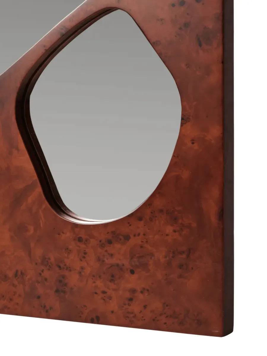 Ferm Living Folia spiegel, Dark stained burl, 82 cm< Wandspiegels