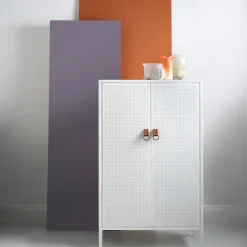 Maze Francis kastje, wit, leer< Kasten & Vitrines