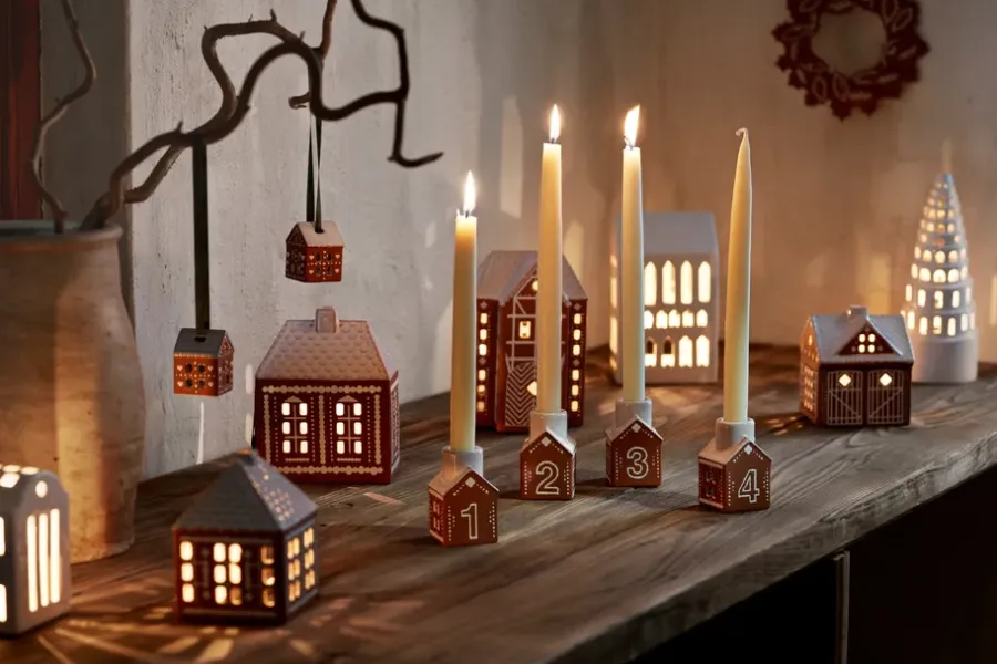 Kähler Gingerbread adventskaarsenhouder 4 delen, Bruin< Adventskandelaars & -Kaarsen